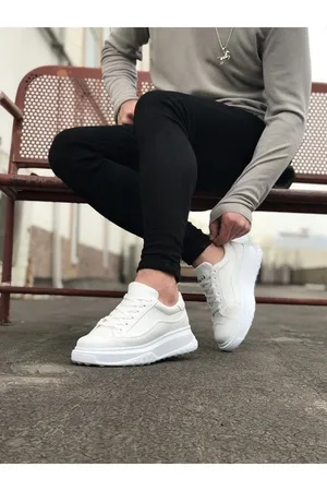 Erkek Yumuşak Bağcıklı Ayakkabı Ayakkabı Dengeli Spor Cilt Fitness