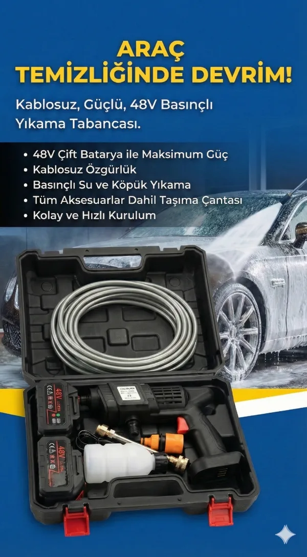 48V Şarjlı Çift Bataryalı Taşınabilir Basınçlı Oto Yı Bahçe Sulama sı