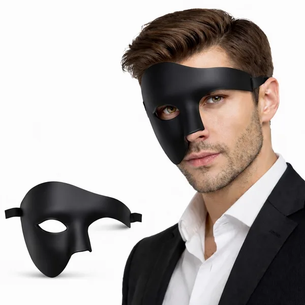 Siyah Yarım Erkek Maske – Phantom Parti & B Maskesi