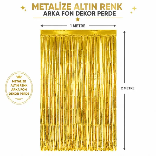 Gold Metalize Parti Perdesi 100x200 cm – Kapı ve Arka Fon Perdesi