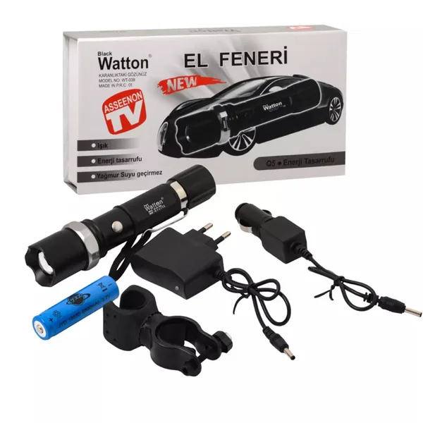 Zoomlu Şarjlı EL Feneri En Uygun Fiyata Wt-038