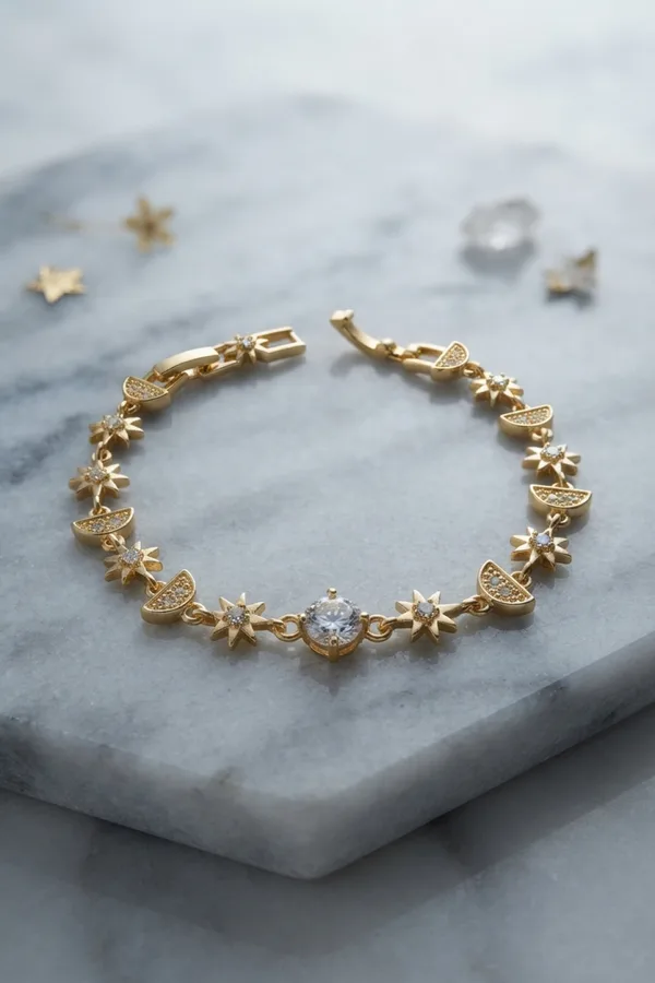 Gold Renk Celestial Yıldız ve Hilal Model Kadın Bileklik