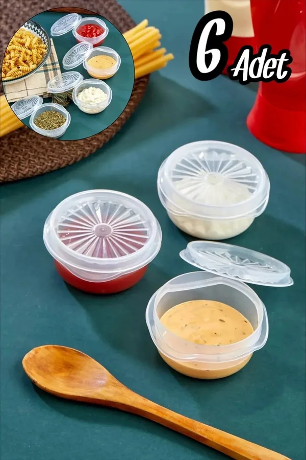 9 lu Yelpaze Kapaklı Şeffaf Mini Sosluk - Ketçap Mayonez Kabı- Kahve Yanı Şeker luk