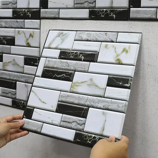 3D Mermer Görünümlü Kendinden Yapışkanlı Duvar