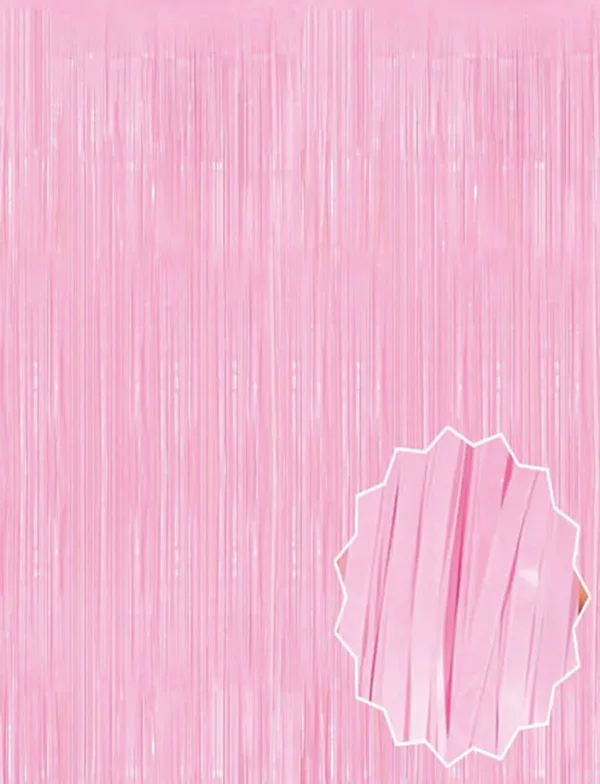 Soft Pembe Püsküllü Kapı Perdesi - Parti, Baby Shower, Cinsiyet Partisi 1x2 m