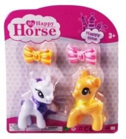 L-34-10 - Pony 2 Li Figür Set Tokalı Kartela Beyaz - 1 Adet