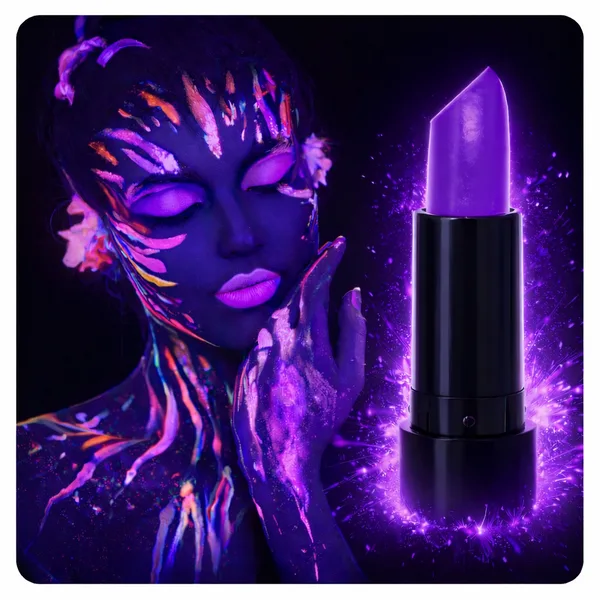 UV Neon Mor Ruj – Karanlıkta Parlayan Makyaj Boyası