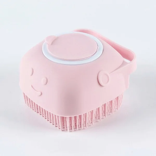 Şampuan Hazneli Kedi Köpek  Duş Fırçası 11 cm Pembe