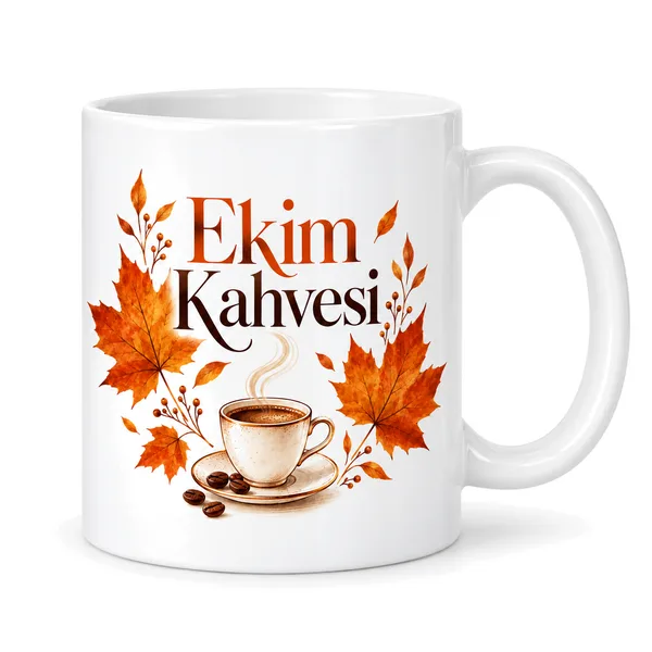 Ekim Kahvesi Tasarımlı Porselen Kupa - MODEL 350