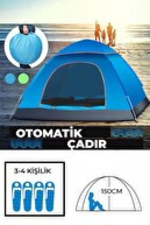 Otomatik Hada Açılan Su Geçirmez Çadır 4 Kişilik