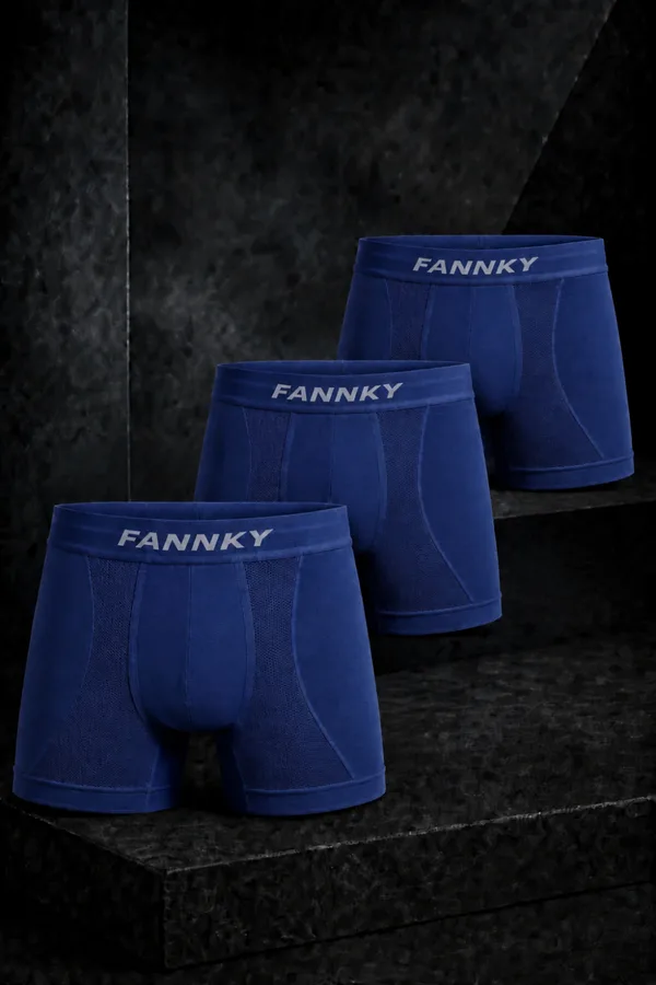 Erkek Rahat Esnek Seamless 3 Lü Lacivert Boxer