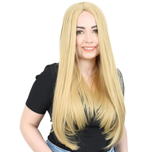 Fiber Sen Uzun Düz Peruk / Sarı