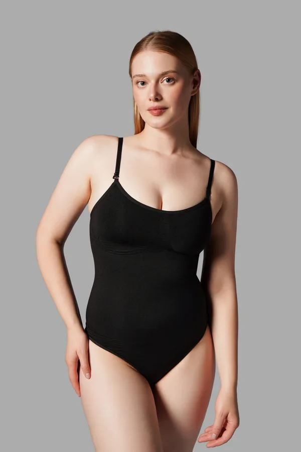 Çıtçıtlı String Body Korse 9052 Siyah