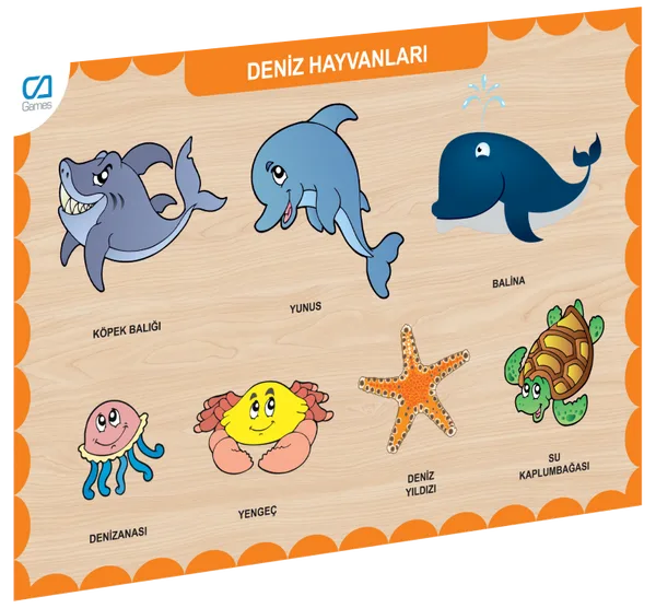 Caahs-3212 Ca Games Ahşap Deniz Hayvanları Bul-Tak