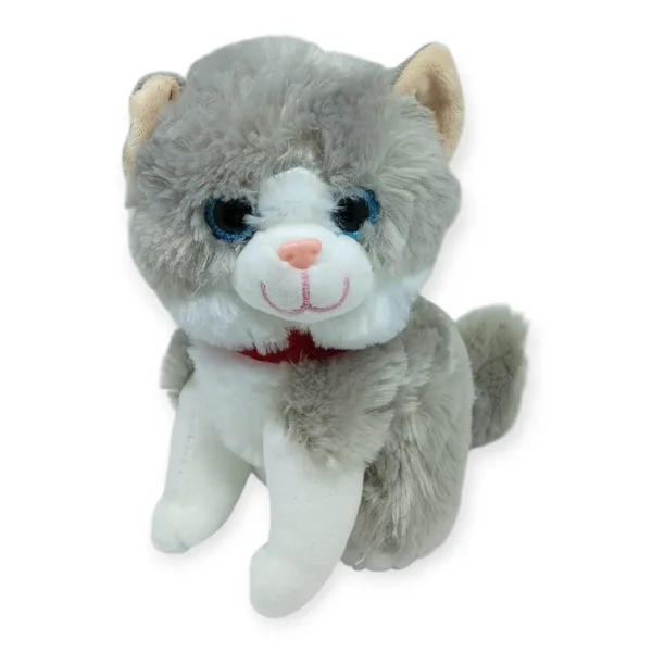 Sesli Peluş Kedi 25 cm - Gri - 1 ADET