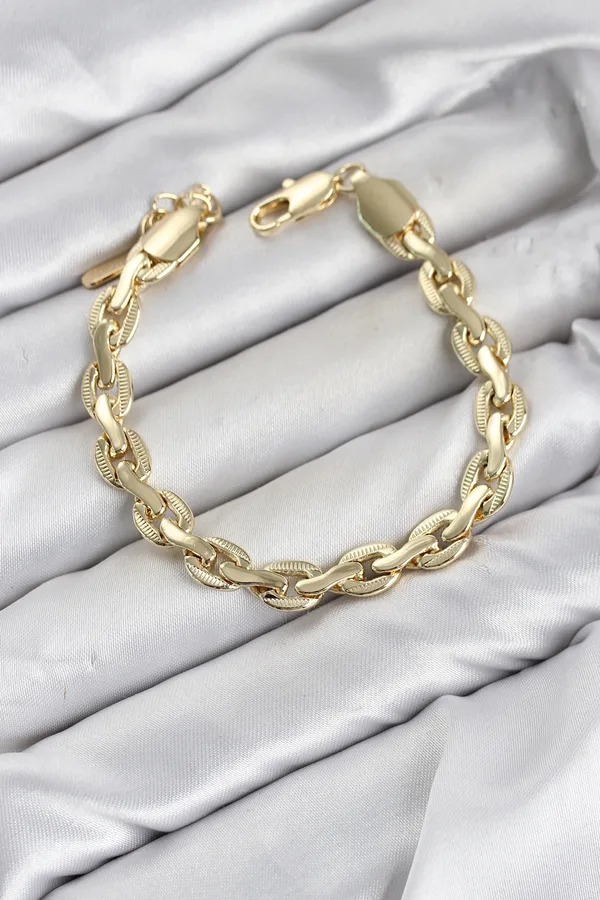 CM Kalın Zincir Model Gold Renk Pirinç Kadın Bileklik