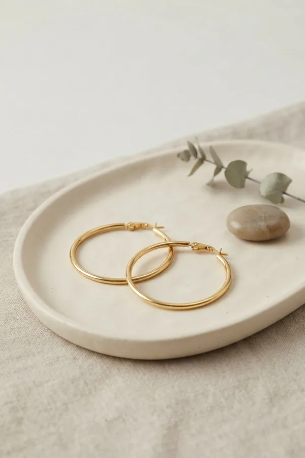 316L Çelik Gold Renk 36 mm Halka Küpe
