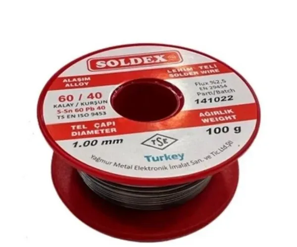 Soldex 60/40 Lehim Teli 100 gr 1,00 mm (Sn:60 / Pb:40)