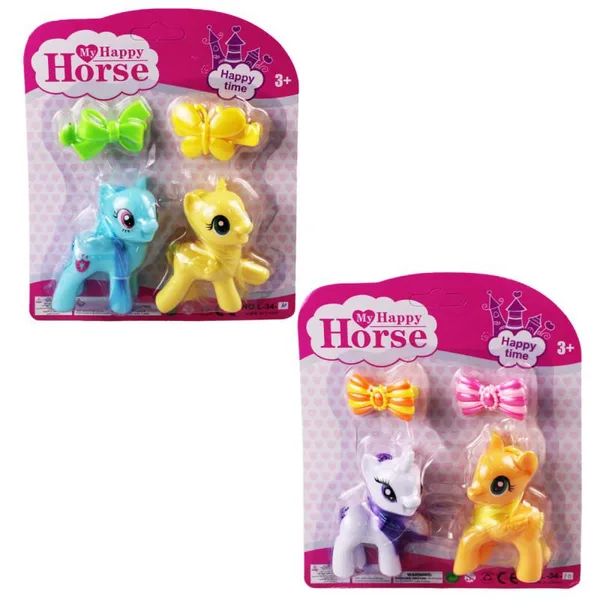 L-34-10 - Pony 2 Li Figür Set Tokalı Kartela - 1 Adet