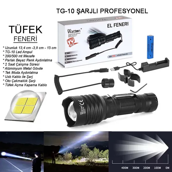 Tg-10 Şarjlı Profesyonel  Feneri Wt-620
