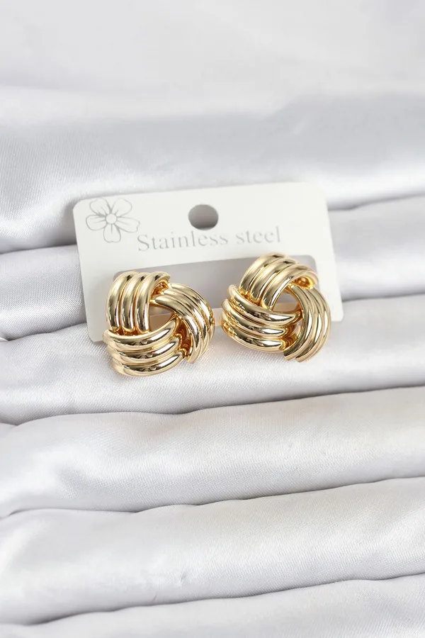 316L Çelik Gold Renk Sarmal Model Kadın Küpe