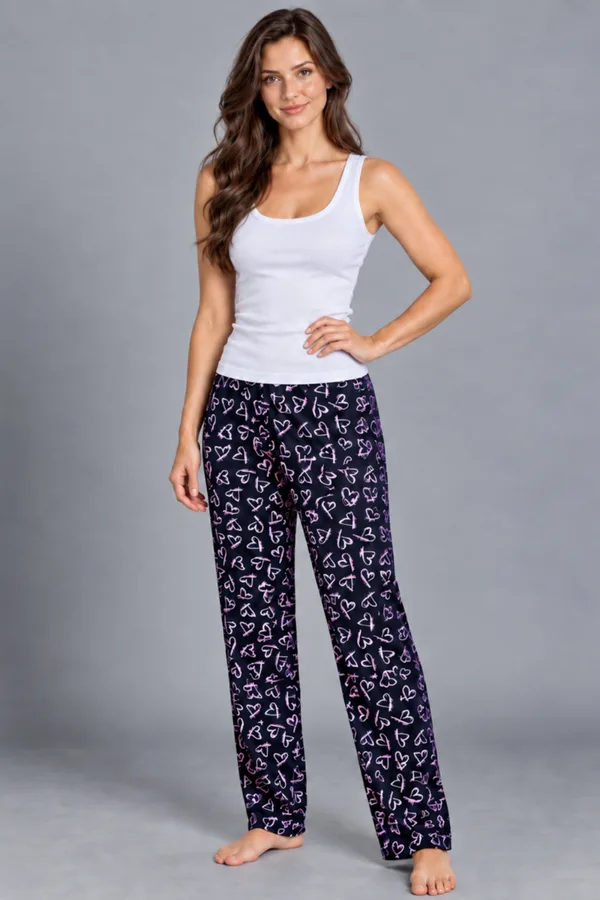 Kadın Trend Günlük Bluz Beyaz Desenli Pijama Takımı