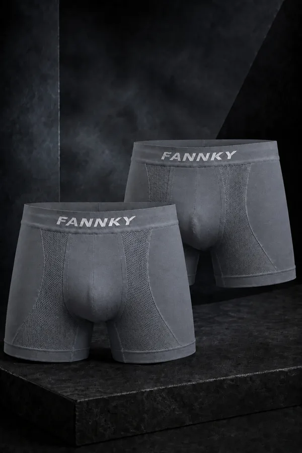 Erkek Rahat Esnek Seamless 2 Li Gri Boxer