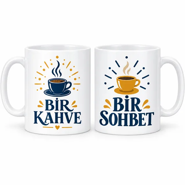 Bir Kahve Bir Sohbet 2'li Porselen Kupa Seti - MODEL 311