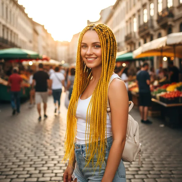 Afrika Örgüsü Ve Rasta İçin Sen  / Koyu Sarı