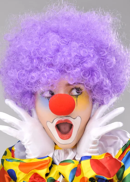 Mor Renk Kıvırcık Afro Bonus Peruk Takma  ve Kırmızı B Seti