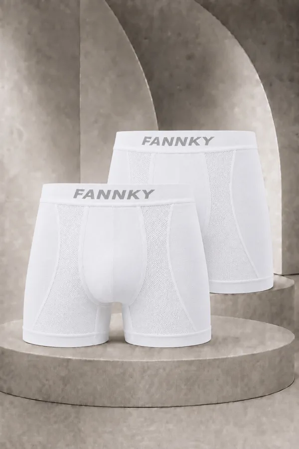 Erkek Casual Comfort Günlük 2 Li Beyaz Boxer