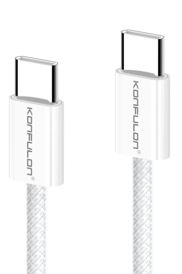 Konfulon DC130 2M 60W Type-C to Type-C Örgülü Hızlı Şarj Kablosu - Beyaz