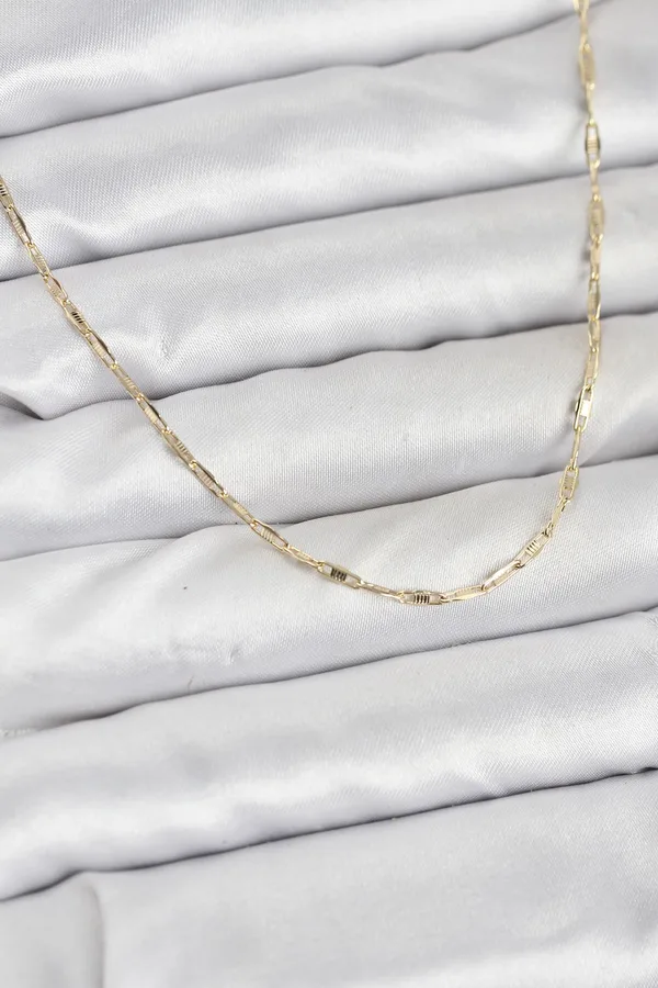 CM 14K Gold Renk Pirinç Ataç Zincir 60 cm Kadın Kolye