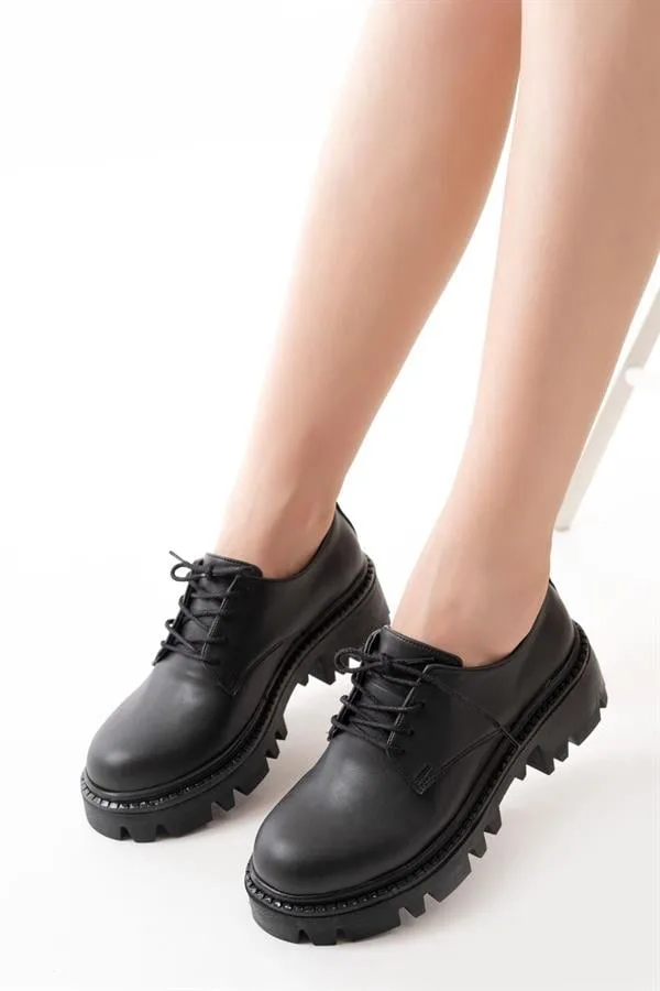 Kadın Casual Loafer Günlük Tabanlı Bağcıklı Ayakkabı Ayakkabı Yüksek