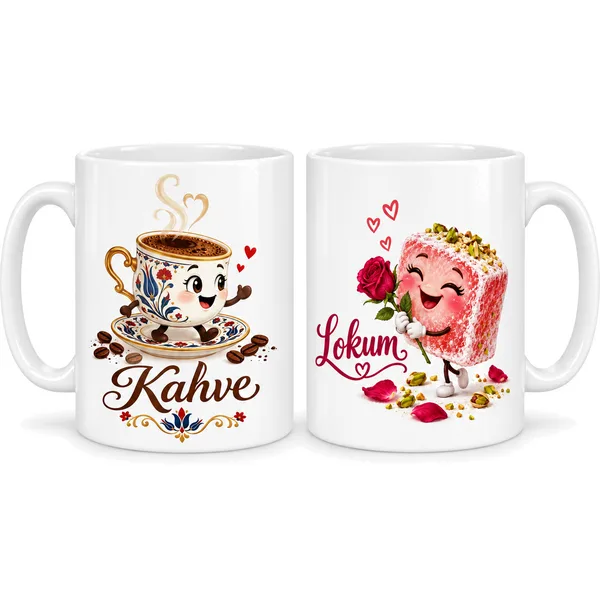 Kahve ve Lokum 2'li Porselen Kupa Seti - MODEL 361