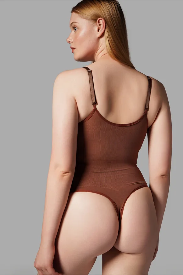 Çıtçıtlı String Body Korse 9052 Kahverengi