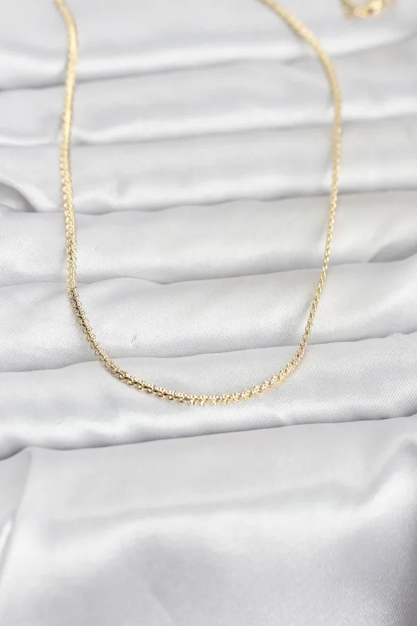 CM 14K Gold Color Flat Chain Model 60 cm Women's Necklace