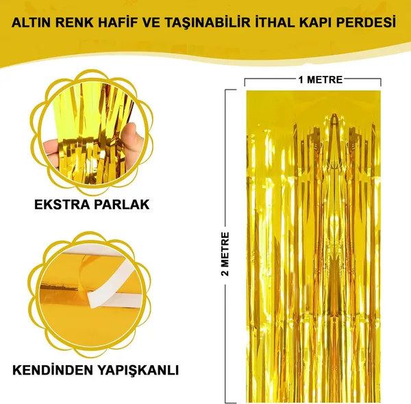 Altın Gold Renk Ekstra Metalize Parlak aklı Arka Fon Perde İthal A Kalite 1x2 Metre