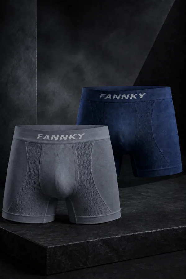 Erkek Rahat Esnek Seamless 2 Li Boxer Krem