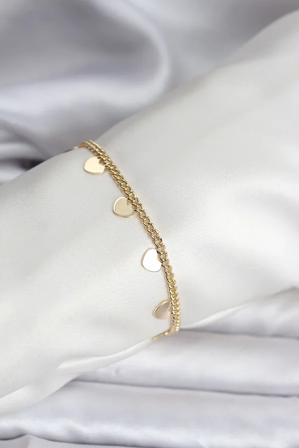 14K Gold Renk Kaplama Kalpli Model CM Kadın Bileklik