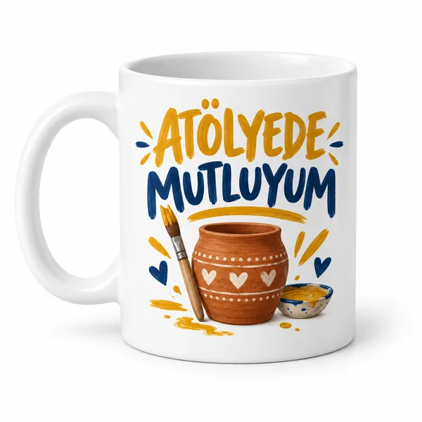 Atölyede Mutluyum Tasarımlı Porselen Kupa - MODEL 331