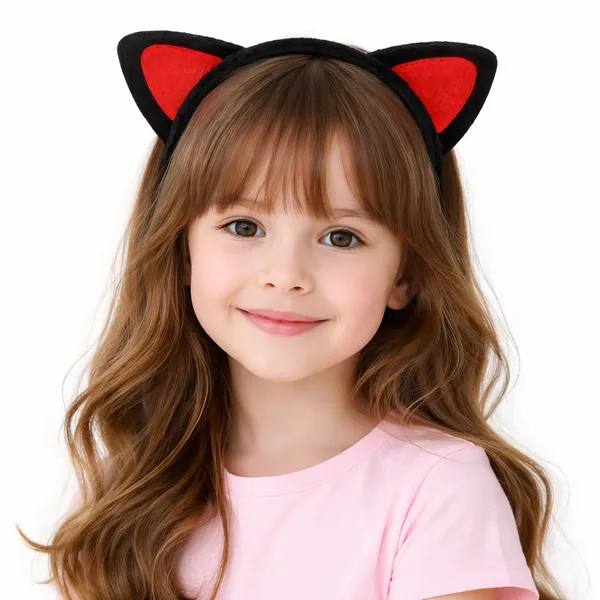 Peluş Kedi Kulak Taç Kırmızı Siyah – Çuk Parti & Kostüm Tacı