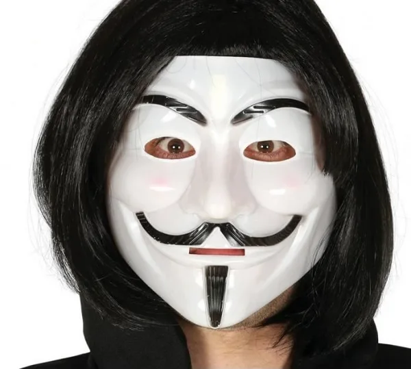 Siyah Renk Takma Kısa  ve V For Vendetta Maskesi Anonymous Maskesi