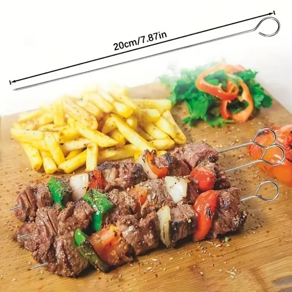 10 Adet Paslanmaz Çelik Mangal Şişi Seti – 20 cm Metal  Şiş ve Izgara Şişleri
