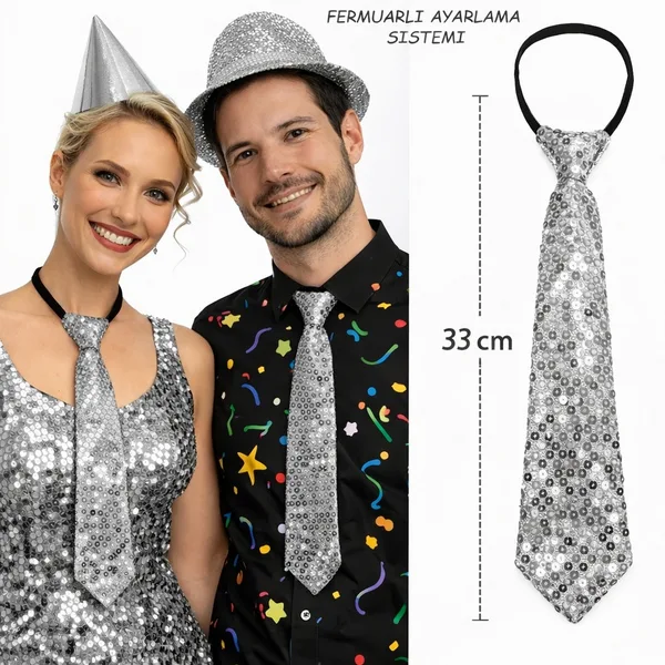 Gümüş Renk Pul Payetli Işıltılı Parti Kratı 33 cm