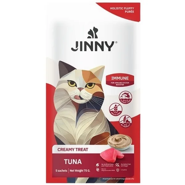 Jinny Creamy İmmune Sistem için Ton Balıklı Kedi Sıvı Ödül sı 5x15 gr