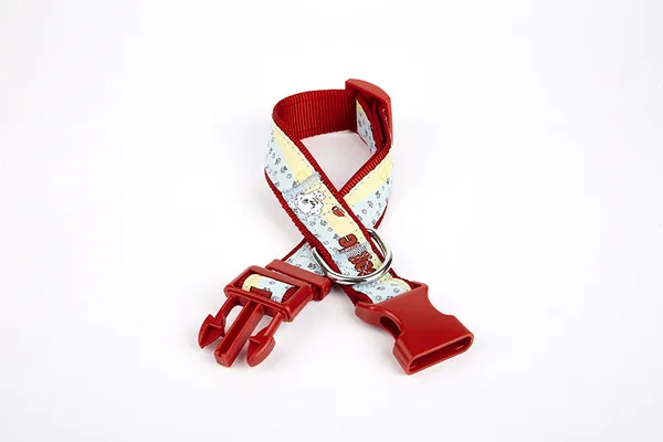 Pati Desenli Dokuma Köpek Boyun Tasması 3 cm x 36-60 cm Kırmızı