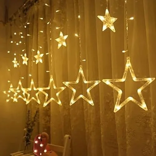 Yıldız Sarkıtlı Perde LED Aydınlatma - 3m Genişlik, 8 Modlu, Günışığı Renk,Ev Süsleme Işığı