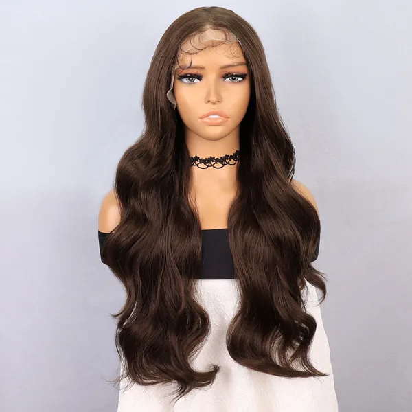 Koyu Kumral Fiber Sen Front Lace Tül Peruk