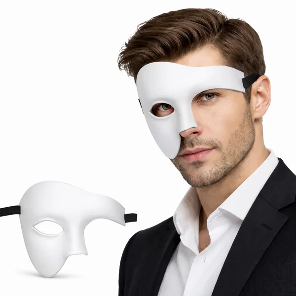 Beyaz Yarım Erkek Maske – Phantom Parti & B Maskesi